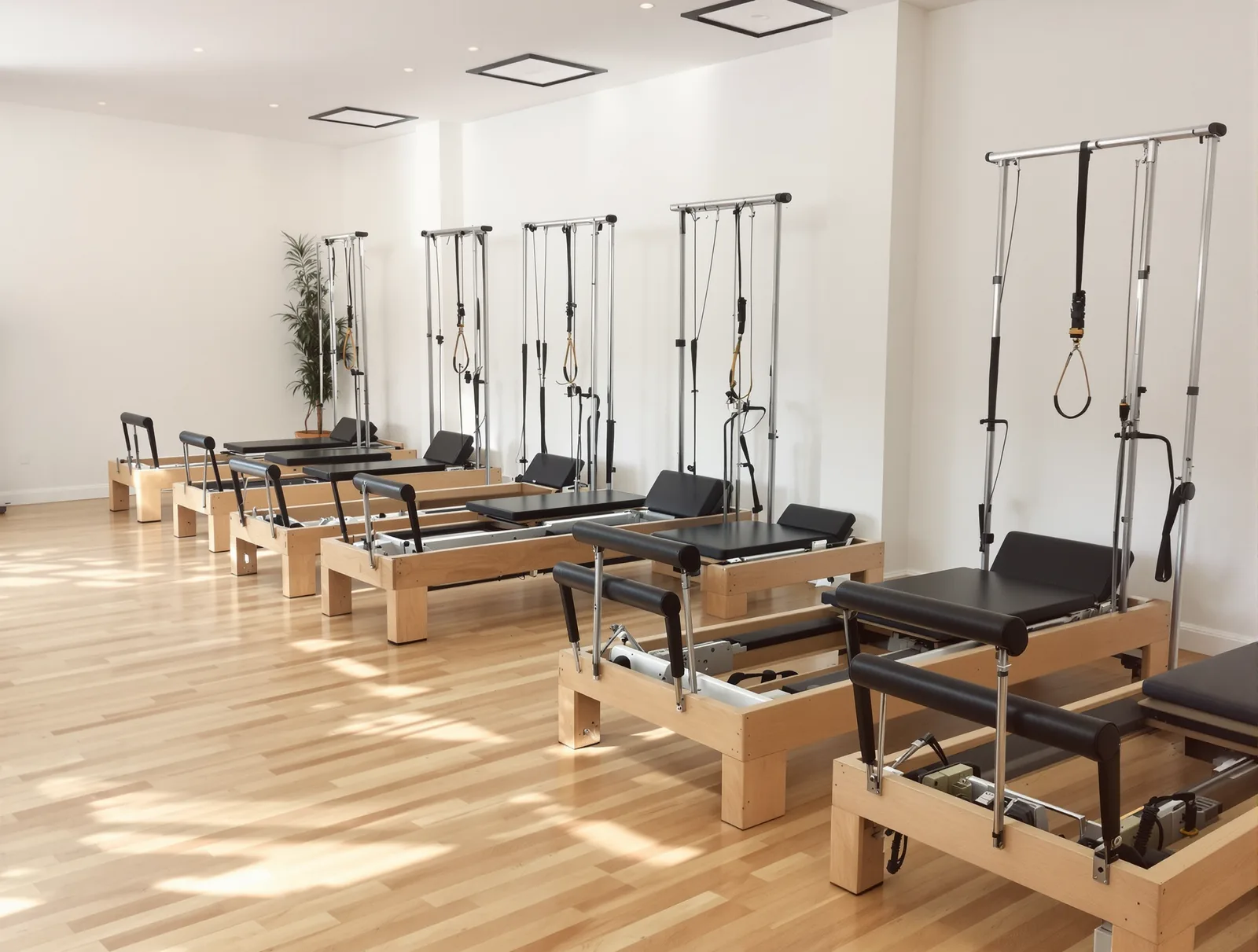 Pilates stüdyosunda reformer cihazları